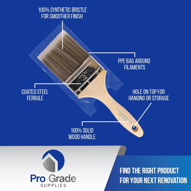 Pro-Grade Pro Grade - Paint Brushes - 2Ea 3" Flat Brushes - Image 2